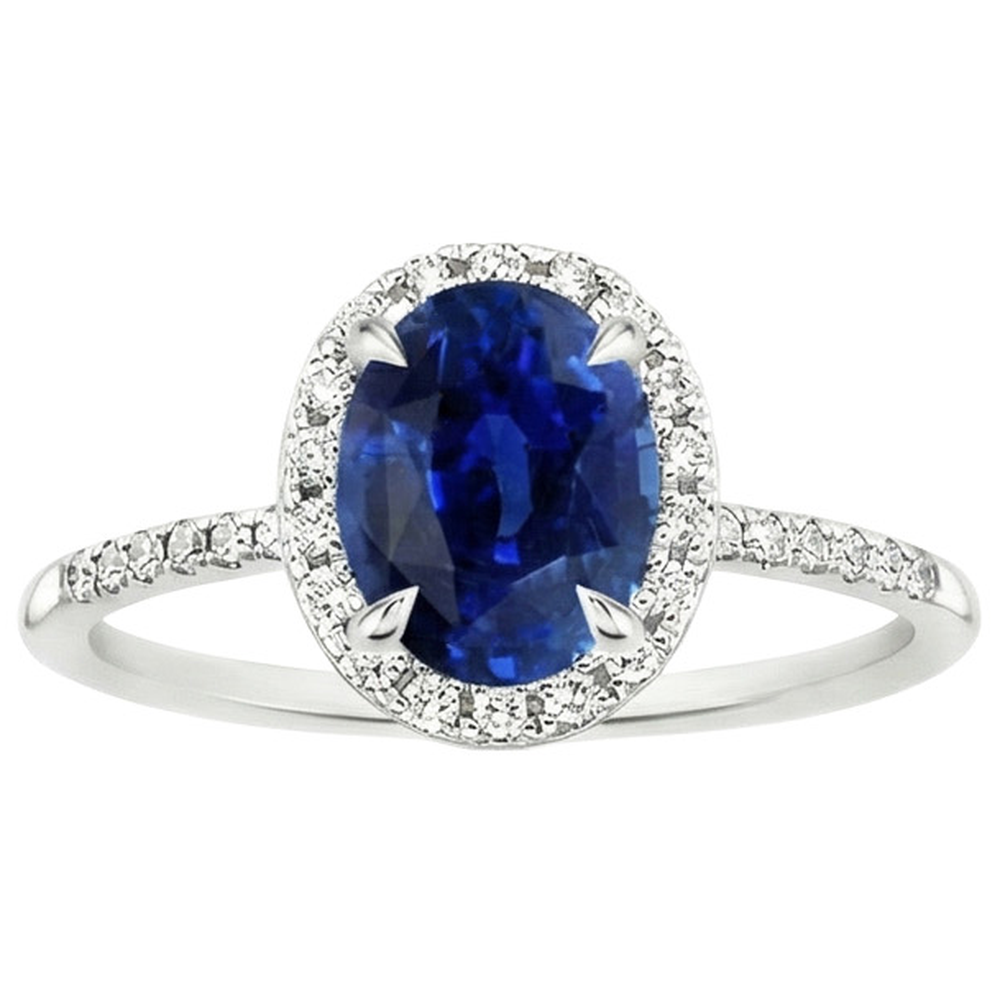 naturel oval saphir 3.25carats bague sur blanc
