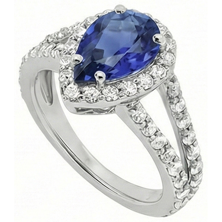 naturel pear diamant 4.75carats bague détail rapproché