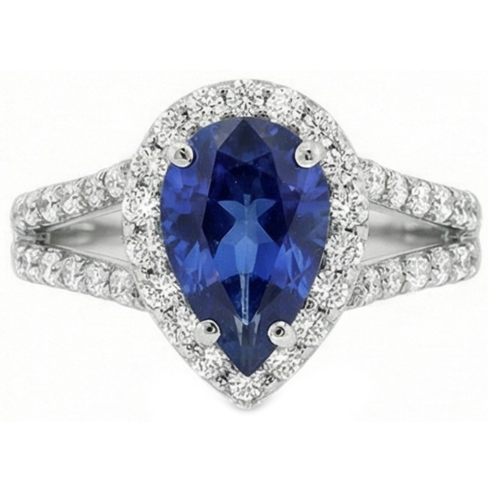 naturel pear diamant 4.75carats bague vue de profil