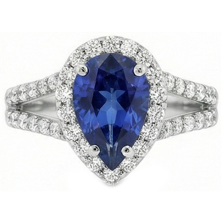 naturel pear diamant 4.75carats bague vue de profil