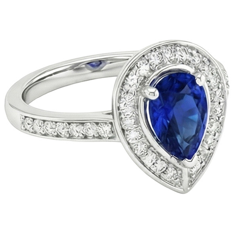 naturel pear diamant 3carats bague vue de dessus
