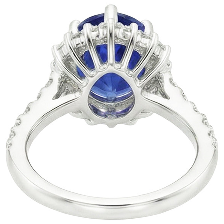 Bague Halo Femme Style Fleur Poire Saphir Ceylan & Diamants Naturels Extraits des Mines ( et non cultivés en laboratoire ) 5 Carats