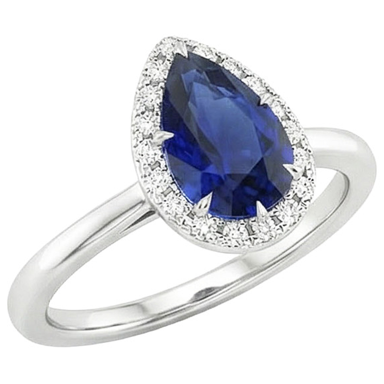naturel pear diamant 5carats bague détail rapproché