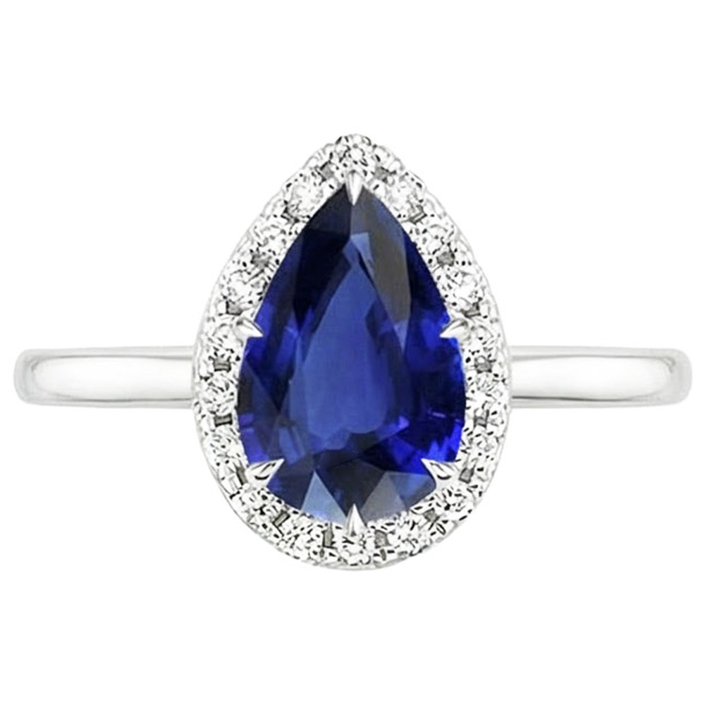 naturel pear diamant 5carats bague vue de dessus