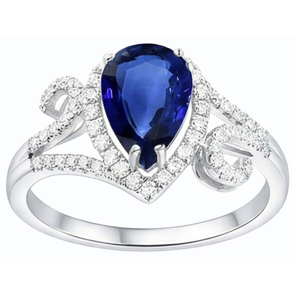 naturel pear diamant 3.50carats bague angle de côté