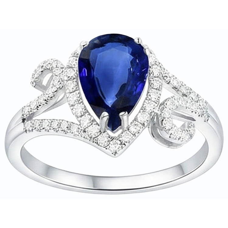 naturel pear diamant 3.50carats bague angle de côté