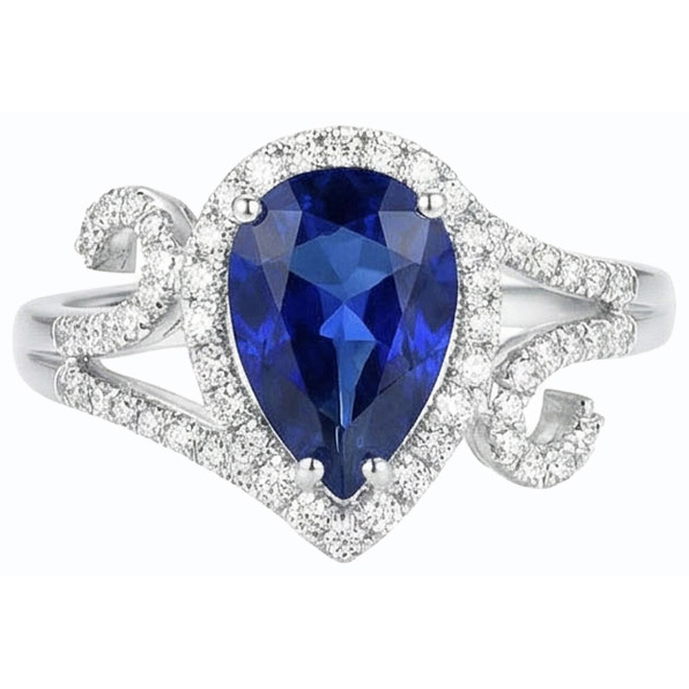 naturel pear diamant 3.50carats bague vue de dessus