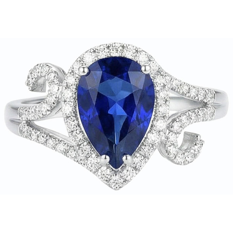 naturel pear diamant 3.50carats bague vue de dessus