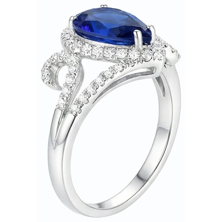 naturel pear diamant 3.50carats bague vue de profil