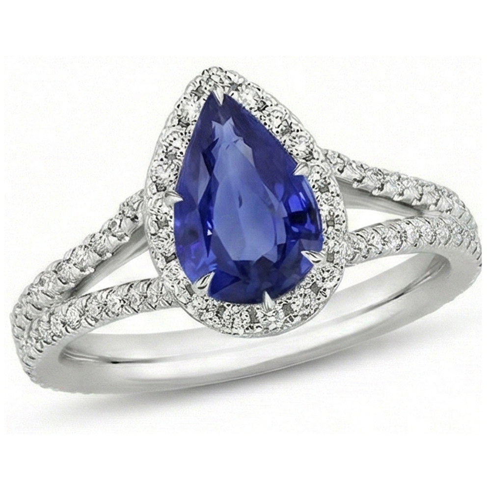 naturel pear diamant 5.50carats bague angle de côté