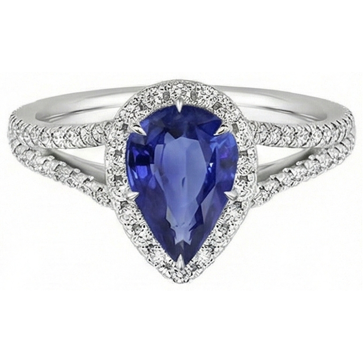 naturel pear diamant 5.50carats bague vue de dessus