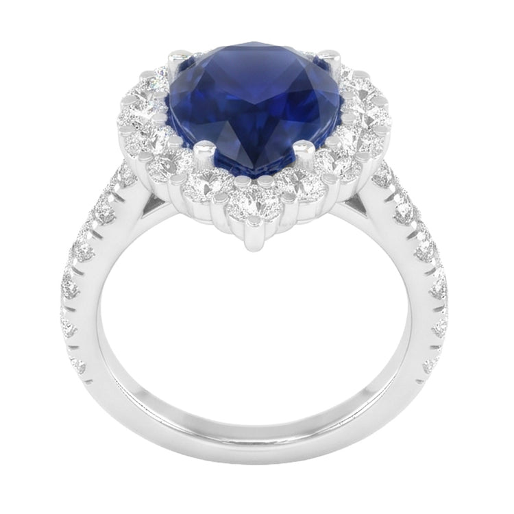 Bague Halo Gemstone Poire Saphir Bleu Or Femme Bijoux 8 Carats
