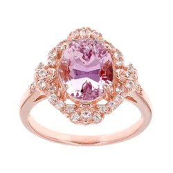 Bague Halo Kunzite Rose