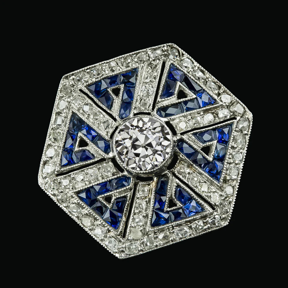 Bague Halo Lunette Sertie Ronde Vieux Mineur Réel Diamant Bleu Saphir 5.50 Carats