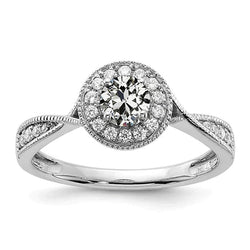 Bague Halo Miligrain Véritable Diamant Taille Ancienne Mine 2.50 Carats