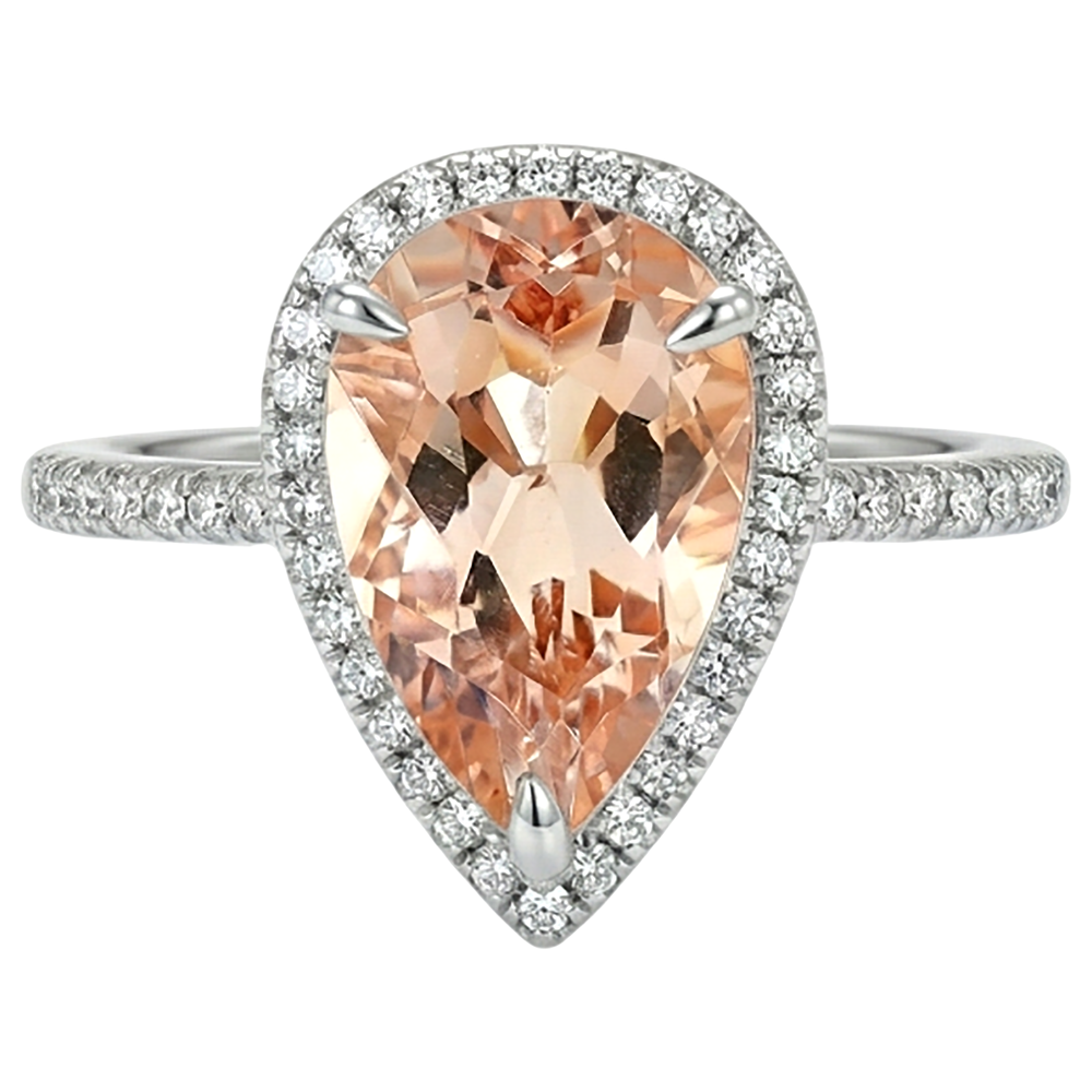 naturel pear morganite 10carats bague angle de côté