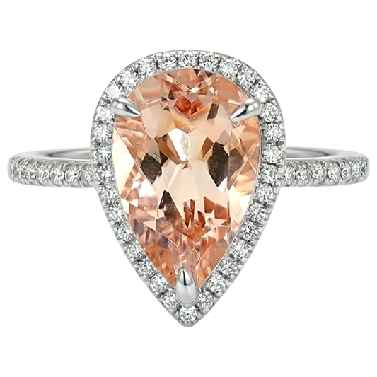 naturel pear morganite 10carats bague angle de côté
