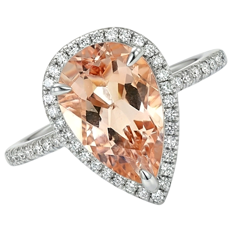 naturel pear morganite 10carats bague détail rapproché
