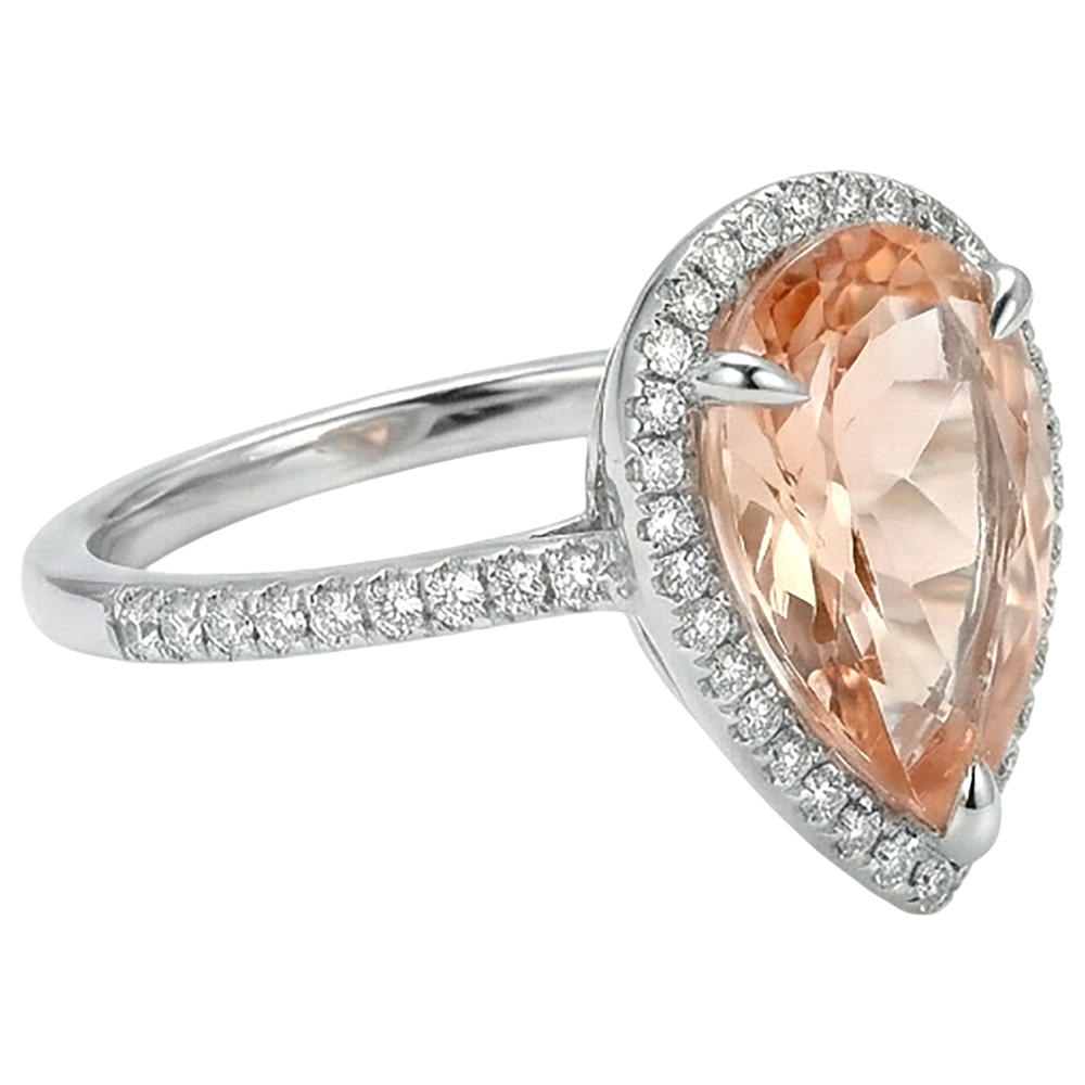 naturel pear morganite 10carats bague vue de dessus