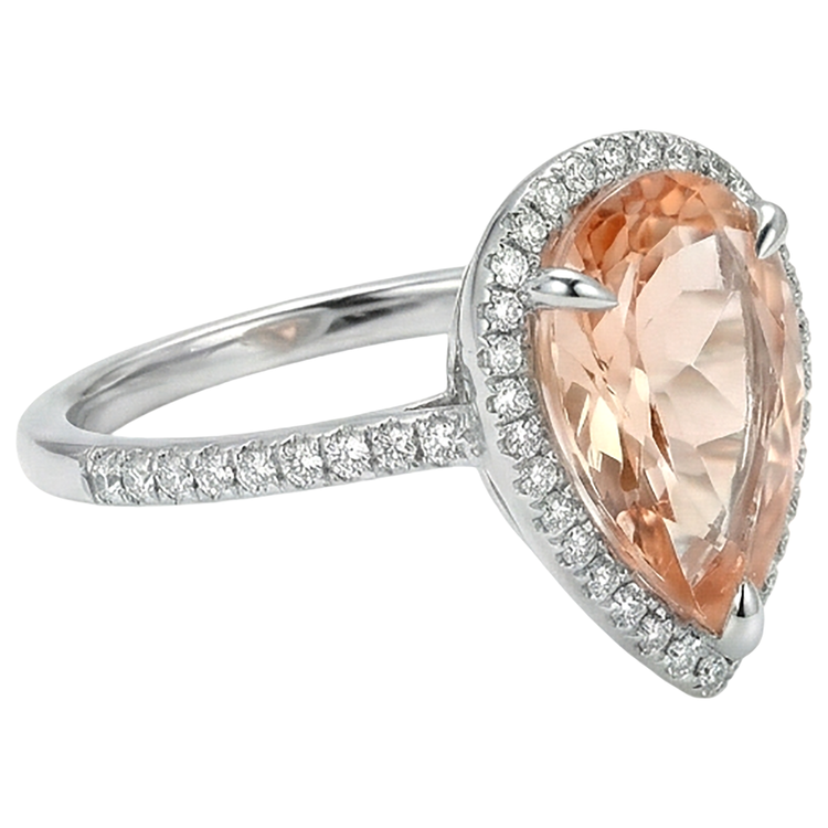 naturel pear morganite 10carats bague vue de dessus
