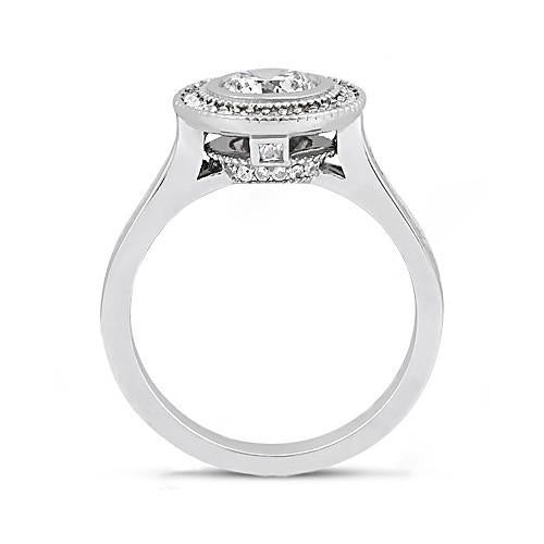 Bague Halo Naturel Diamant 2.22 Carats Femme Fiançailles Or Blanc