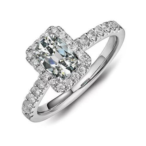 Bague Halo Naturel Diamant Avec Accents Ovale ancienne mine Cut 4 Carats