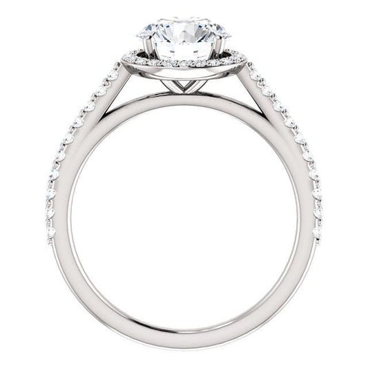 Bague Halo Naturel Diamant Rond 1.85 Carat Or Blanc 14K