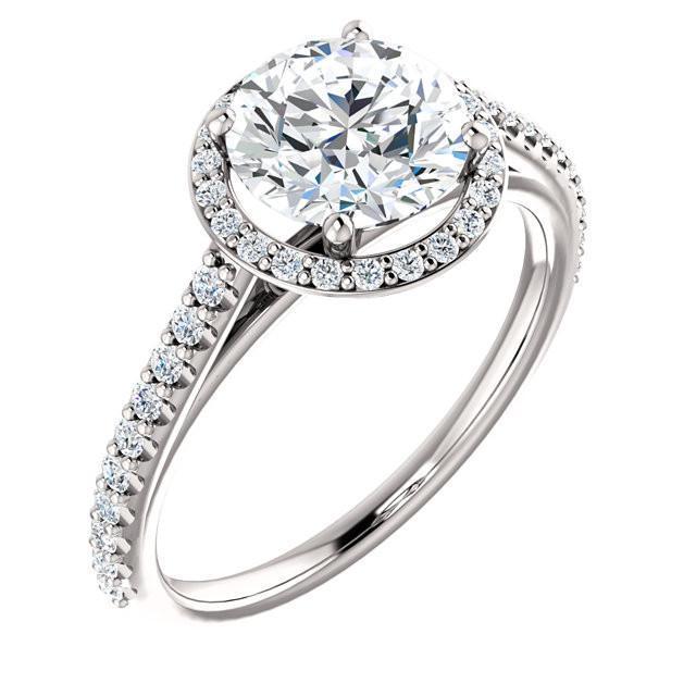 Bague Halo Naturel Diamant Rond 1.85 Carat Or Blanc 14K