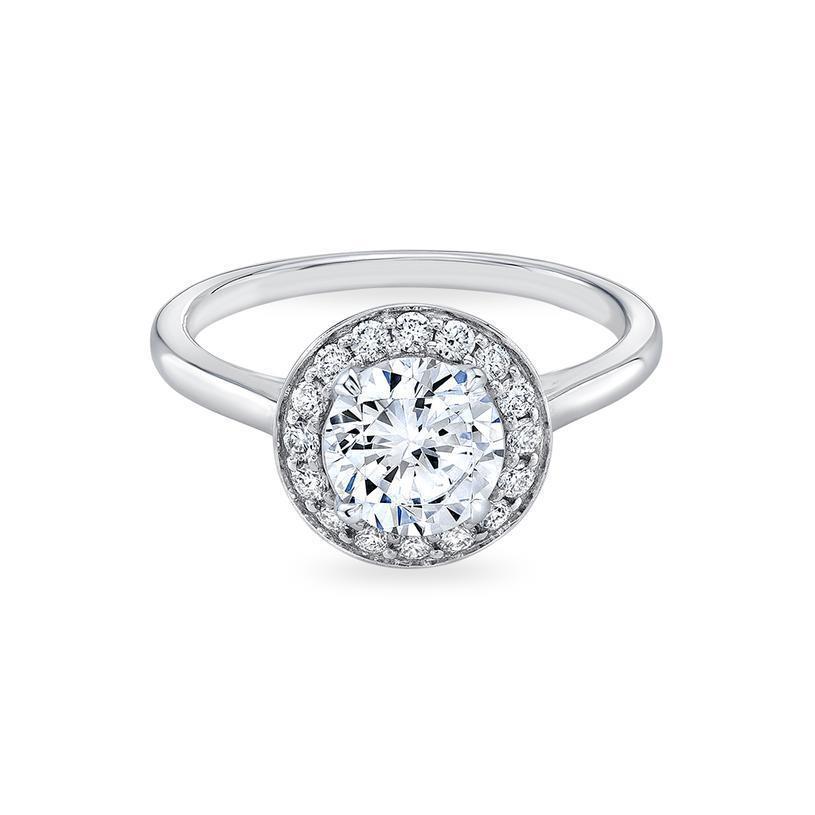 Bague Halo Naturel Diamant Rond Scintillant 2.55 Carats Or Blanc 14K