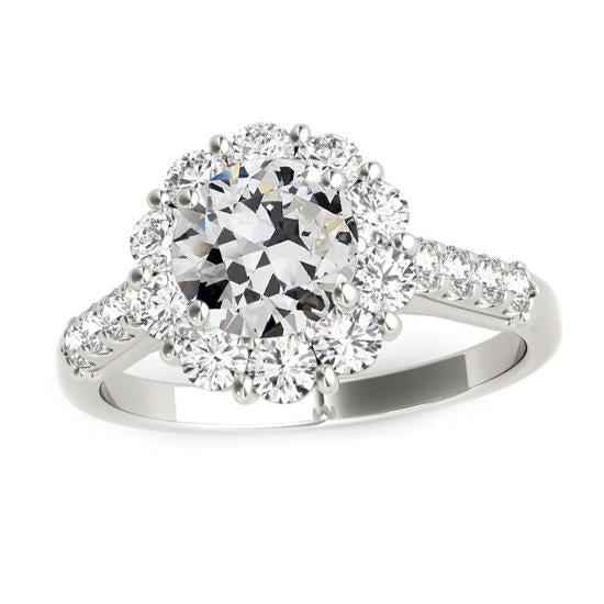 Bague Halo Naturel Diamant Rond Taille Ancienne Avec Bijoux Accents 4 Carats
