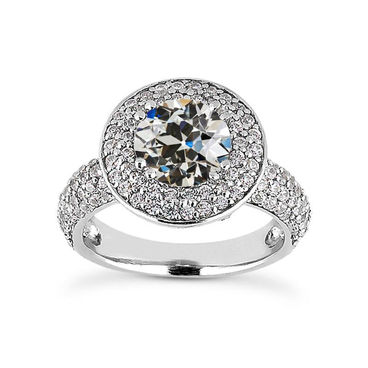 Bague Halo Diamant Taille Ancienne Accents Multirangs Double Griffe 6 Carats - HarryChadEnt.FR