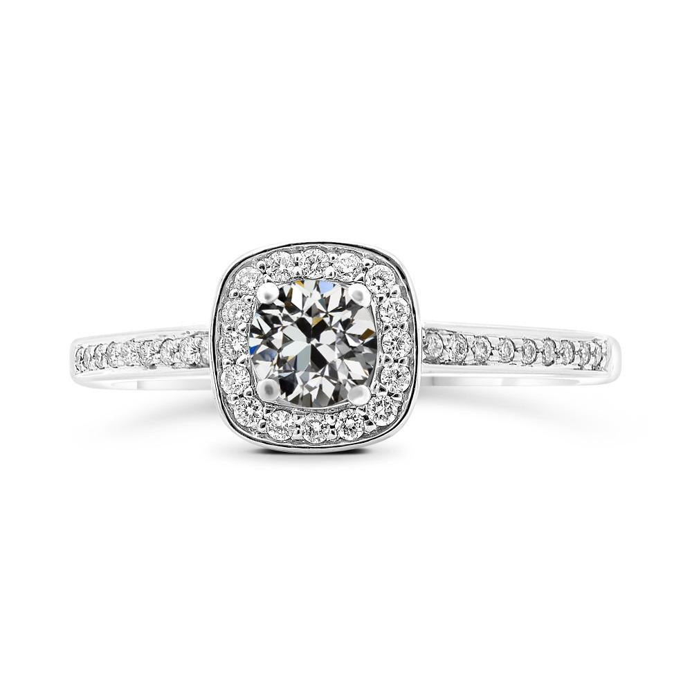 Bague Halo Or 14K Ronde & Coussin Réel Diamant Taille Ancienne 3.50 Carats