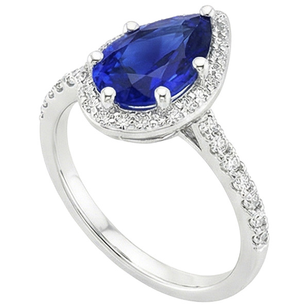 naturel pear diamant 3.75carats bague détail rapproché
