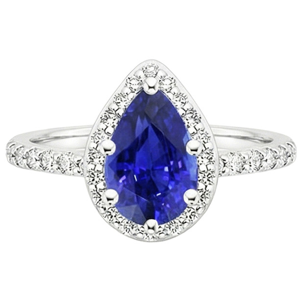naturel pear diamant 3.75carats bague vue de profil