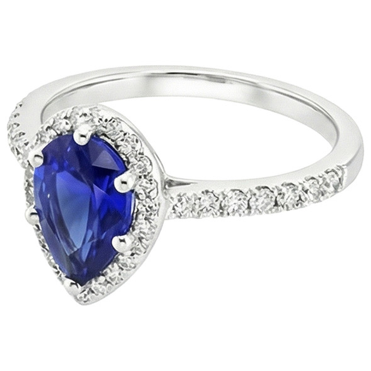 naturel pear diamant 3.75carats bague sur blanc
