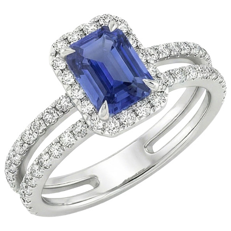 naturel round saphir 5carats bague angle de côté
