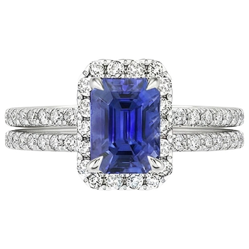 naturel round saphir 5carats bague vue de dessus