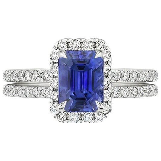 naturel round saphir 5carats bague vue de dessus