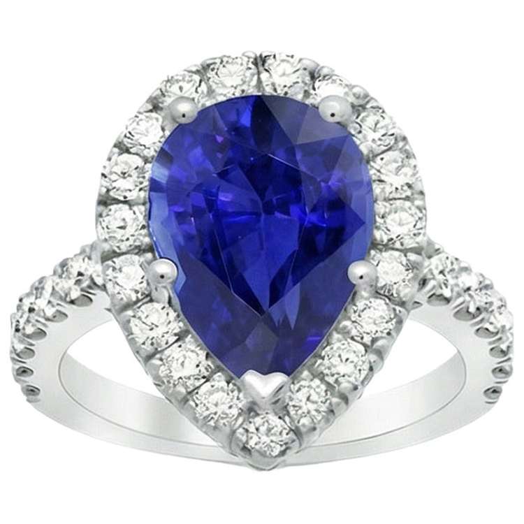 naturel pear diamant 6carats bague vue de dessus