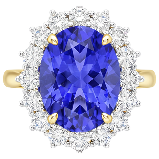 naturel oval tanzanite 8.50carats bague angle de côté
