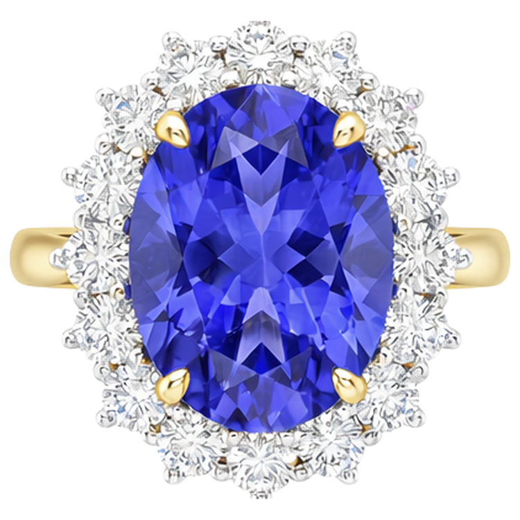 naturel oval tanzanite 8.50carats bague angle de côté