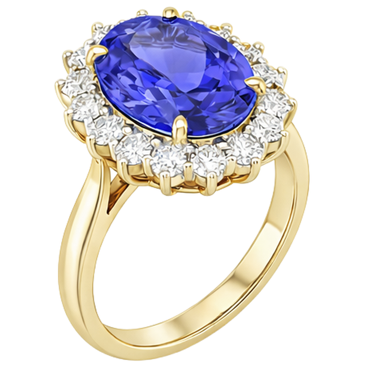 naturel oval tanzanite 8.50carats bague vue de dessus