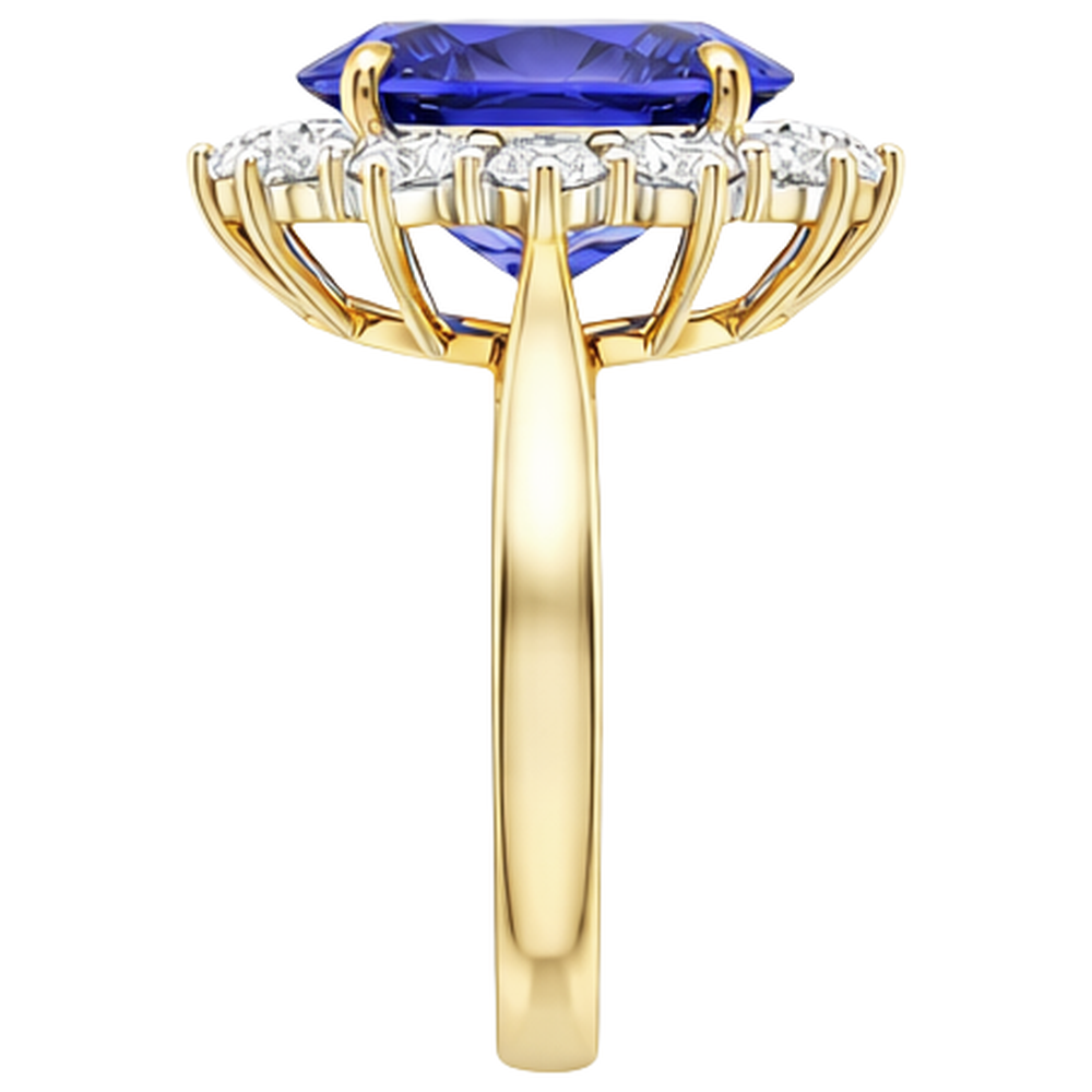 naturel oval tanzanite 8.50carats bague vue de profil