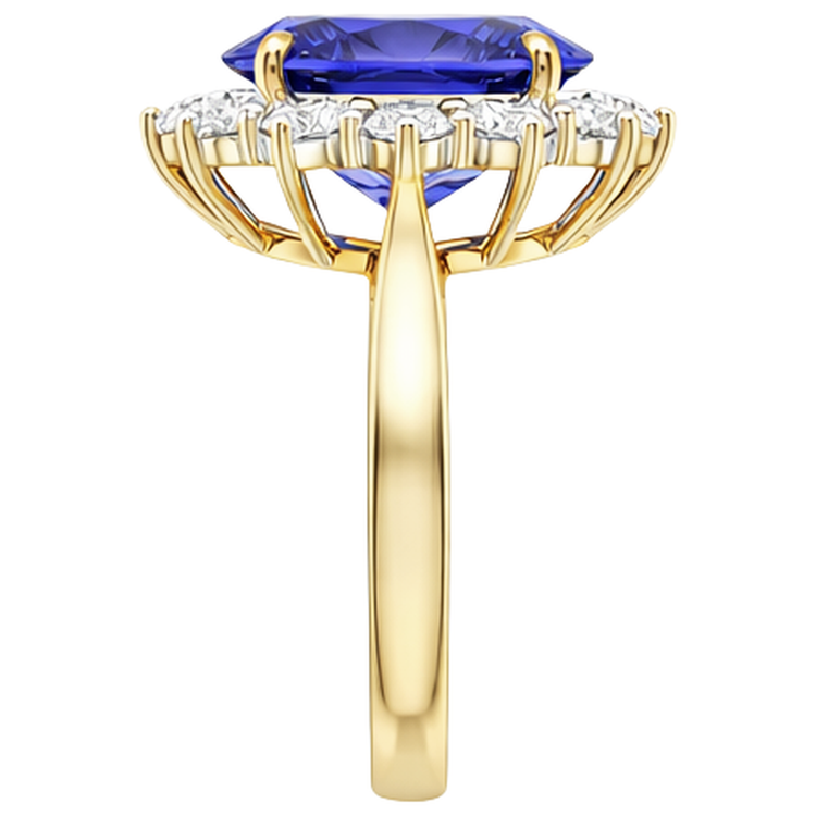naturel oval tanzanite 8.50carats bague vue de profil
