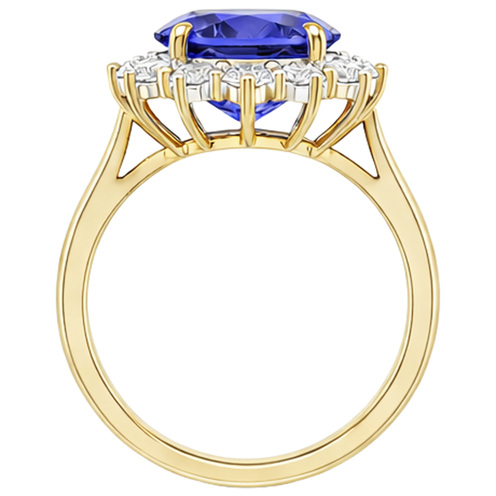 naturel oval tanzanite 8.50carats bague sur blanc