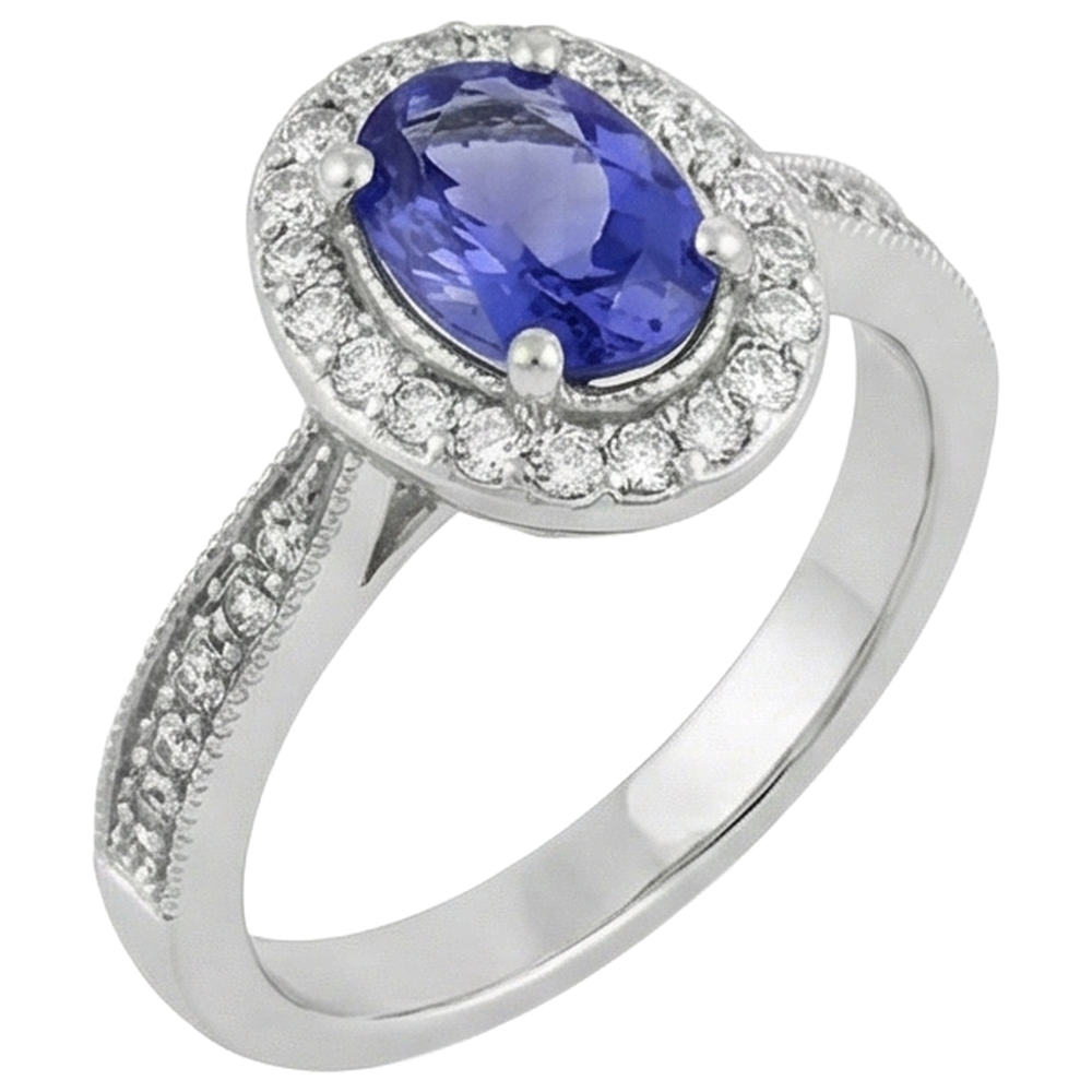 naturel oval tanzanite 10.25carats bague vue de dessus