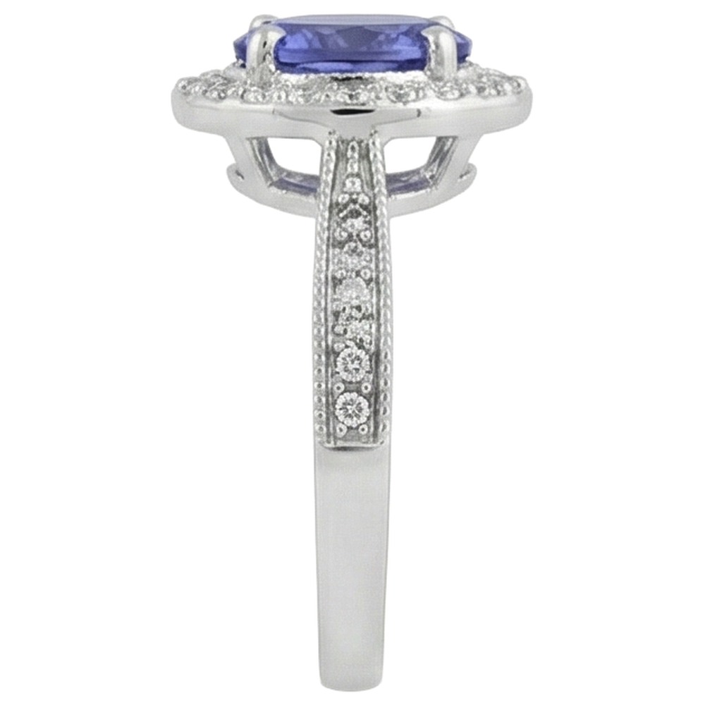 naturel oval tanzanite 10.25carats bague vue de profil