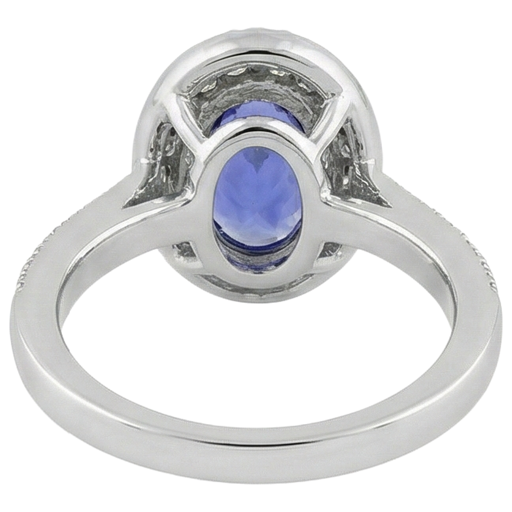naturel oval tanzanite 10.25carats bague avec accents diamants
