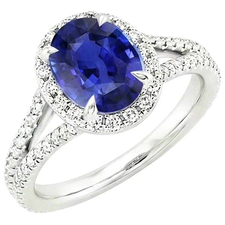 naturel oval saphir 4carats bague angle de côté