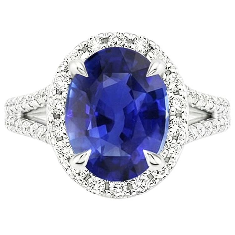 naturel oval saphir 4carats bague détail rapproché